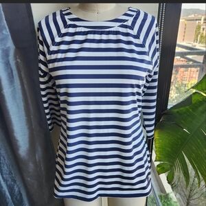 Fila Blue and White Striped Long Sleeve Top